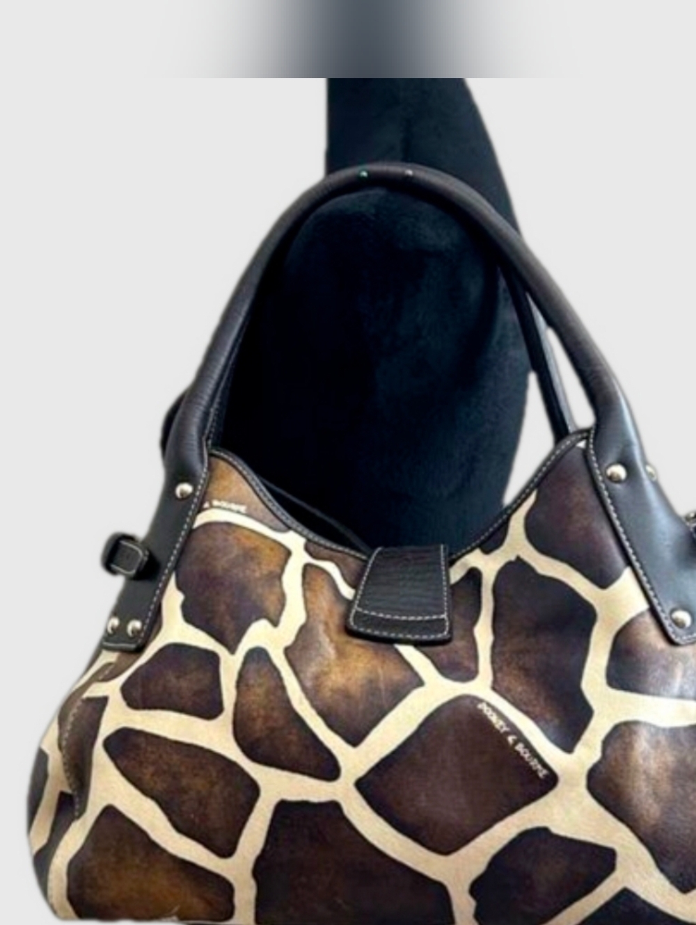 Dooney & Bourke Giraffe Tote Handbag Hook and Loop Closure
